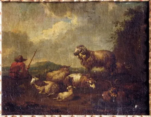 Peisaj stâncos cu o turmă; pandant: Peisaj deluros cu o turmă, by Johann Lauterer