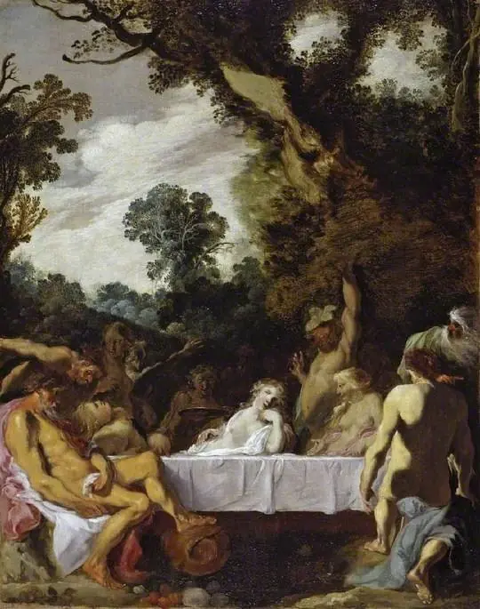 A Bacchanalian feast, by Johann Liss