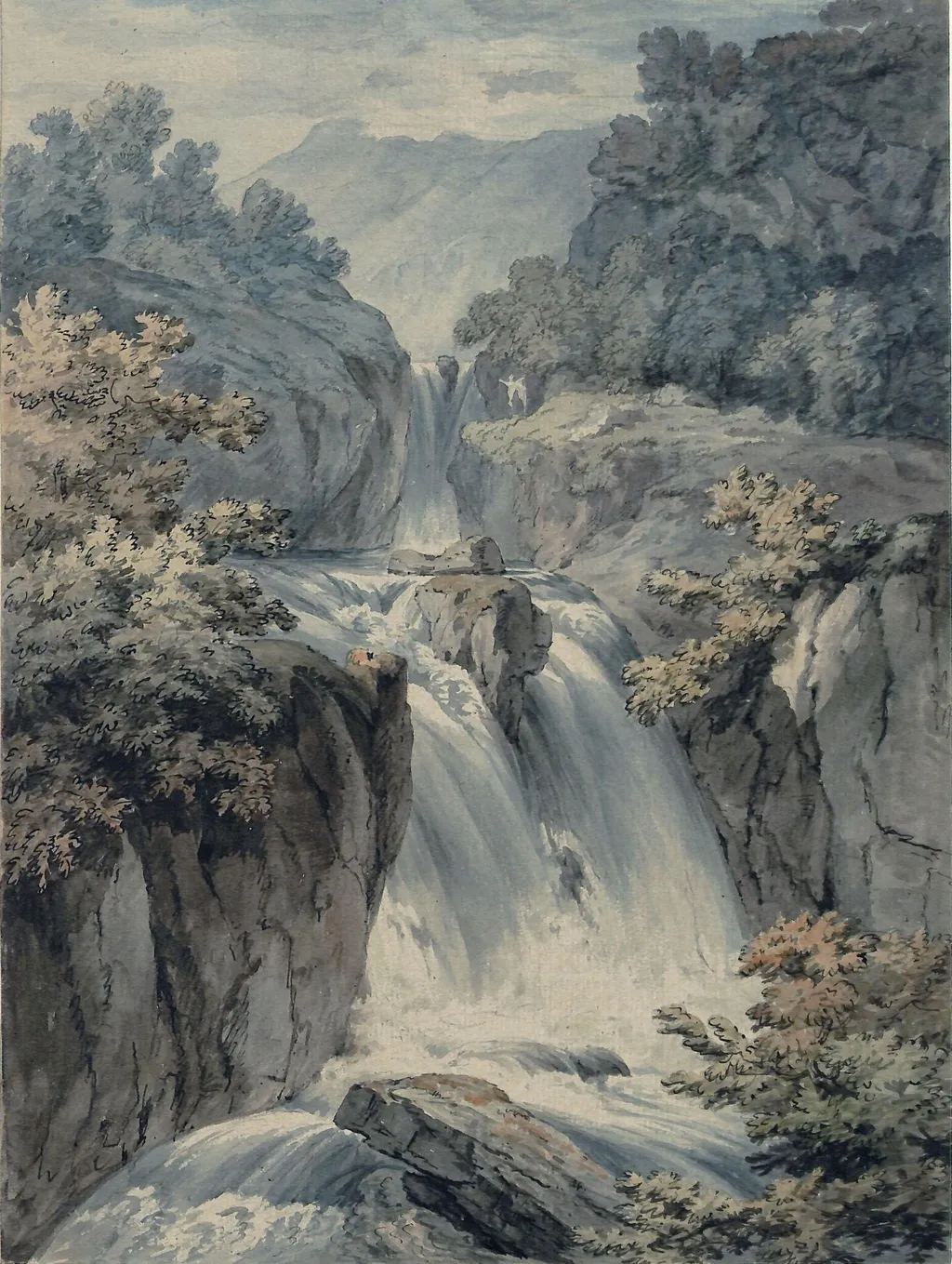 The Waterfall, by Johann Ludwig Aberli, watercolor, 1774