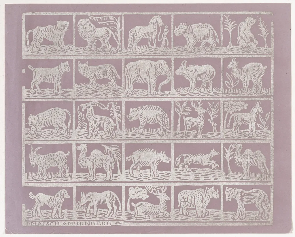 Endpaper with Animals, by Johann Maisch, ink, 1824