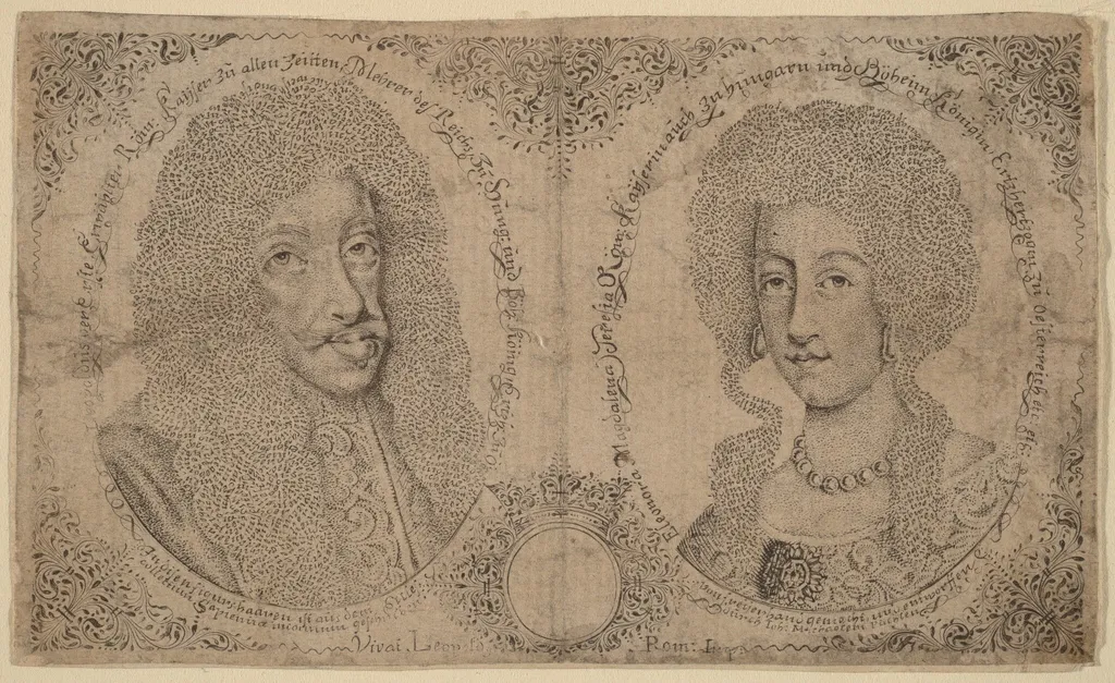 Leopold I and Eleanor of Austria, by Johann Michael Puchler, ink, 1650