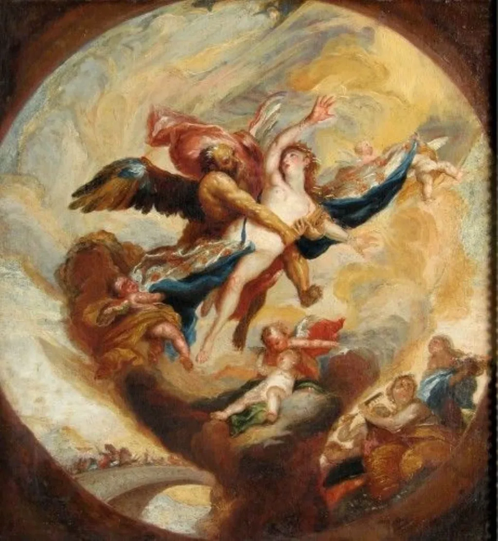 Boreas răpind pe Oreithyia, by Johann Michael von Rosenbrunn Rottmayr-Rosenbrunn, unspecified