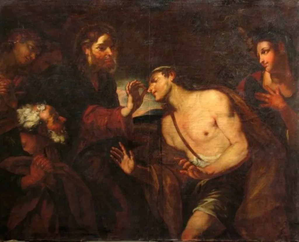 Vindecarea orbului ; pandant: Întoarcerea fiului risipitor și pandant: Samariteanul milostiv, by Johann Michael von Rosenbrunn Rottmayr-Rosenbrunn, unspecified