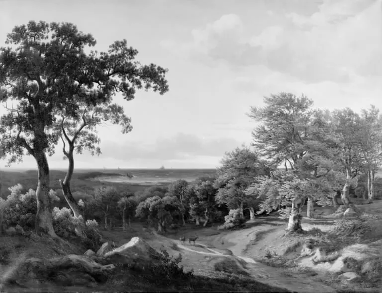 Udsigt over havet ved den holstenske kyst nær Kiel, by Johann Mohr, oil, 1840