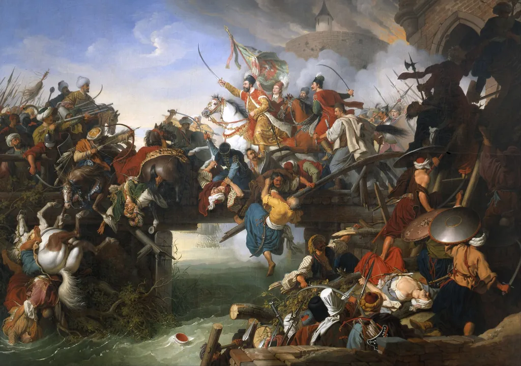 Zrínyi's Charge from the Fortress of Szigetvár, by Johann Peter Krafft, oil, 1825