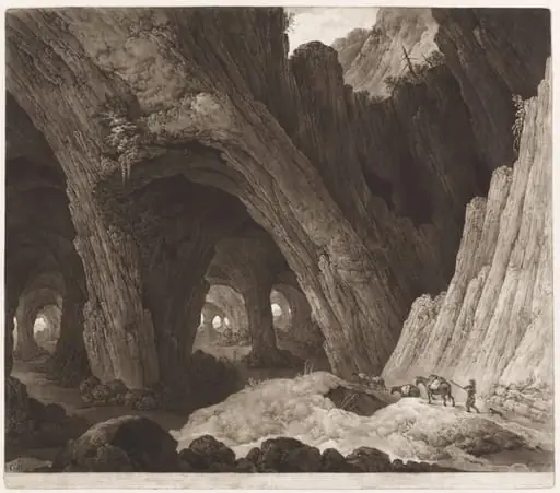 Travelers Resting in Gigantic Caverns, by Johann Peter Pichler