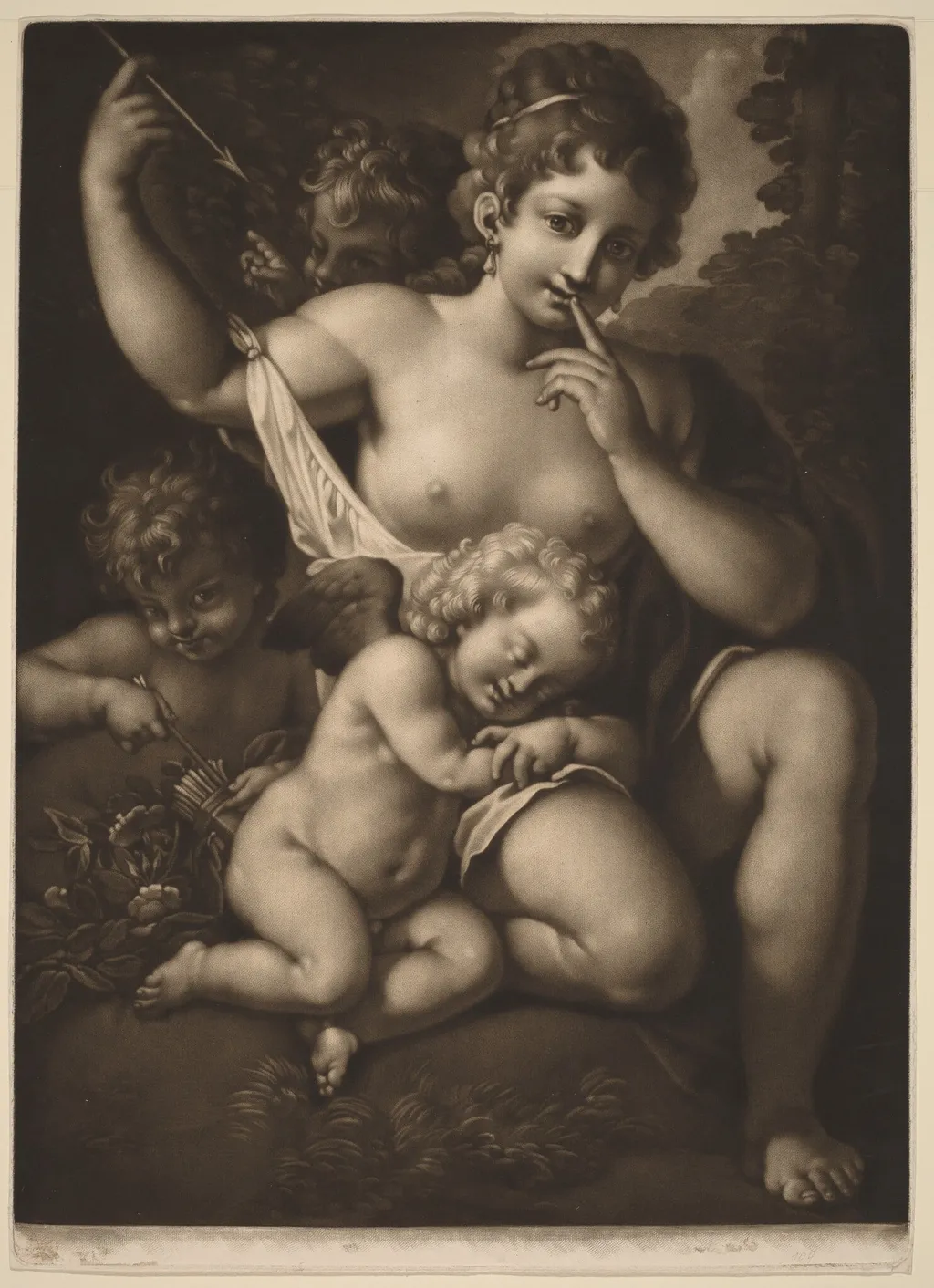 Venus and Amor, by Johann Peter Pichler, ink, 1800