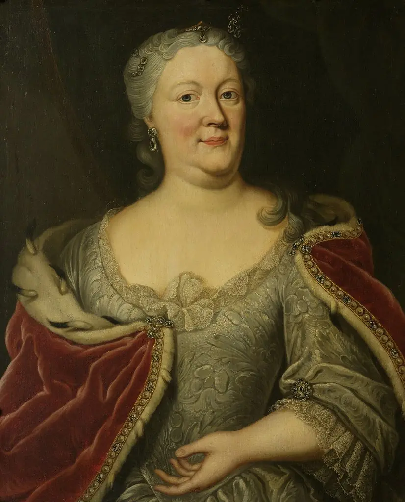 Portrait of Maria Louisa van Hessen-Kassel, called Maaike-Meu. Widow of the Stadtholder of Friesland John Willem Friso, Prince of Orange-Nassau, by Johann Philipp Behr