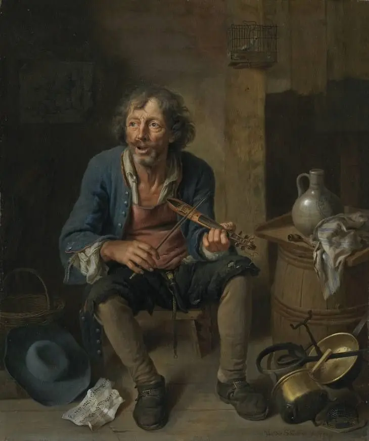 Beggar playing the pochette, by Johann Philipp von der Schlichten