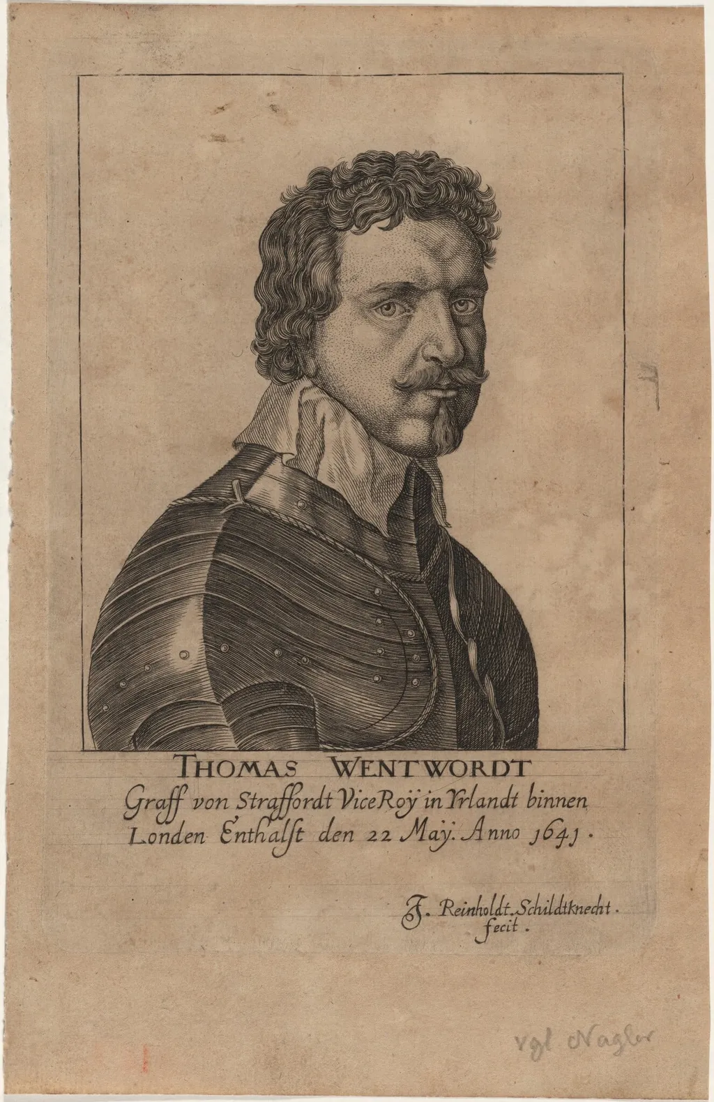 Thomas Wentworth, Earl of Strafford, by Johann Reinhold Schildknecht, ink, 1651