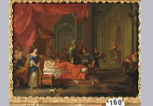 Antiochus pe patul de suferință. Pandant: Sinuciderea Didonei, by Johann Rudolf Byss