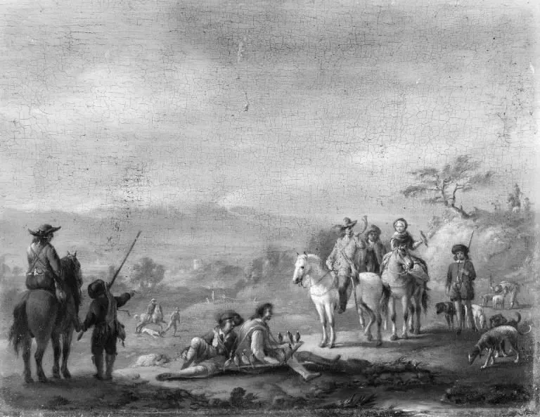 En falkejagt, by Johann Salomon Wahl, unspecified, 1734