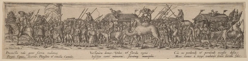 Army Train and Death, by Johann Theodor de Bry, ink, 1592