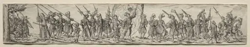 Marching Soldiers, in the Center a Standard Bearer, by Johann Theodor de Bry