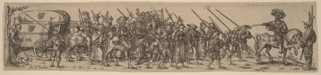 The Baggage Train with the Sergeant-Major, by Johann Theodor de Bry, ink, 1592