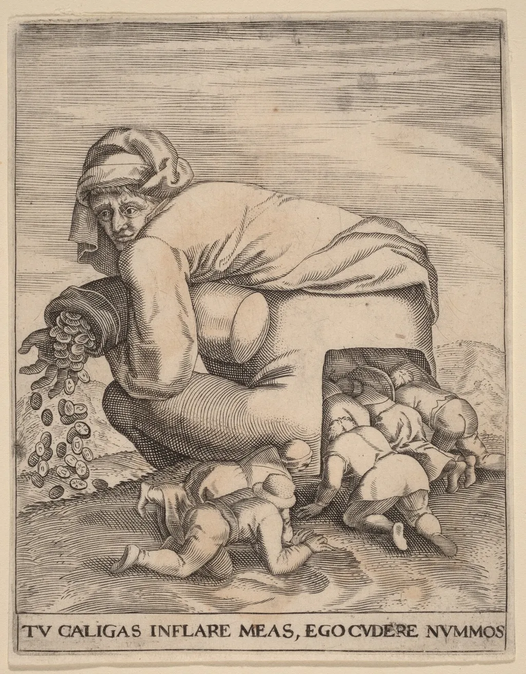 The Man with the Moneybag and His Flatterers, by Johann Theodor de Bry, ink, 1592