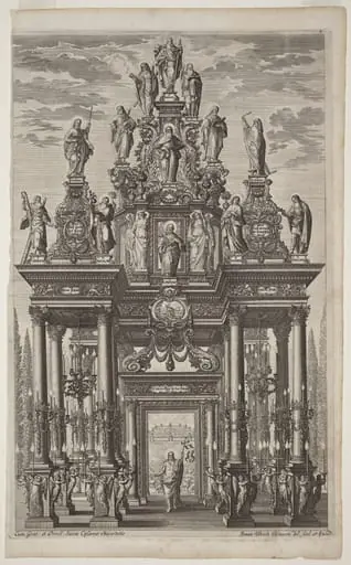 Frontispiece with Triumphal Arch with Christ and the Apostles, by Johann Ulrich Kraus