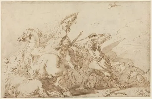 A Battle between Oriental Cavalry and Soldiers, by Johann Wilhelm Baur