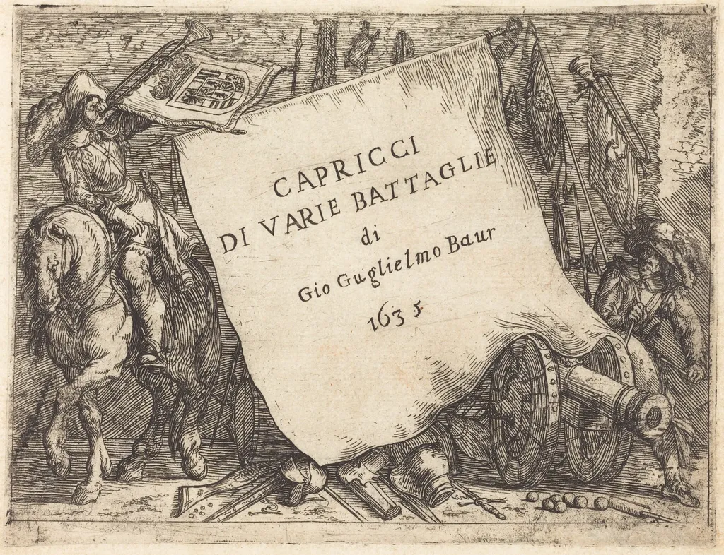 Capricci di varie battaglie (Title Page), by Johann Wilhelm Baur, ink, 1635