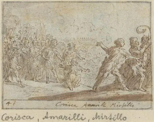 Corisca, Amarilli and Mirtillo, by Johann Wilhelm Baur