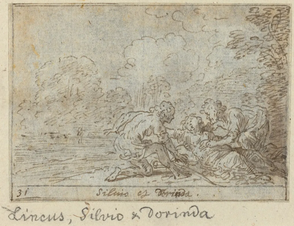 Linco, Silvio and Dorinda, by Johann Wilhelm Baur, ink, 1640