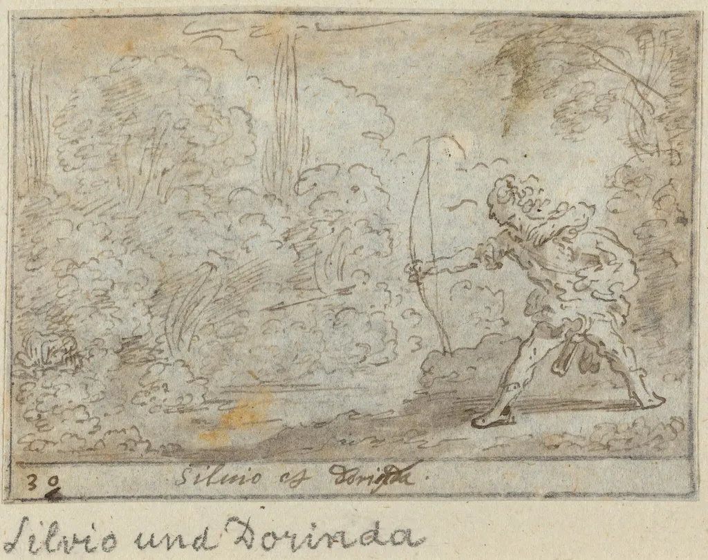 Silvio and Dorinda, by Johann Wilhelm Baur, ink, 1640