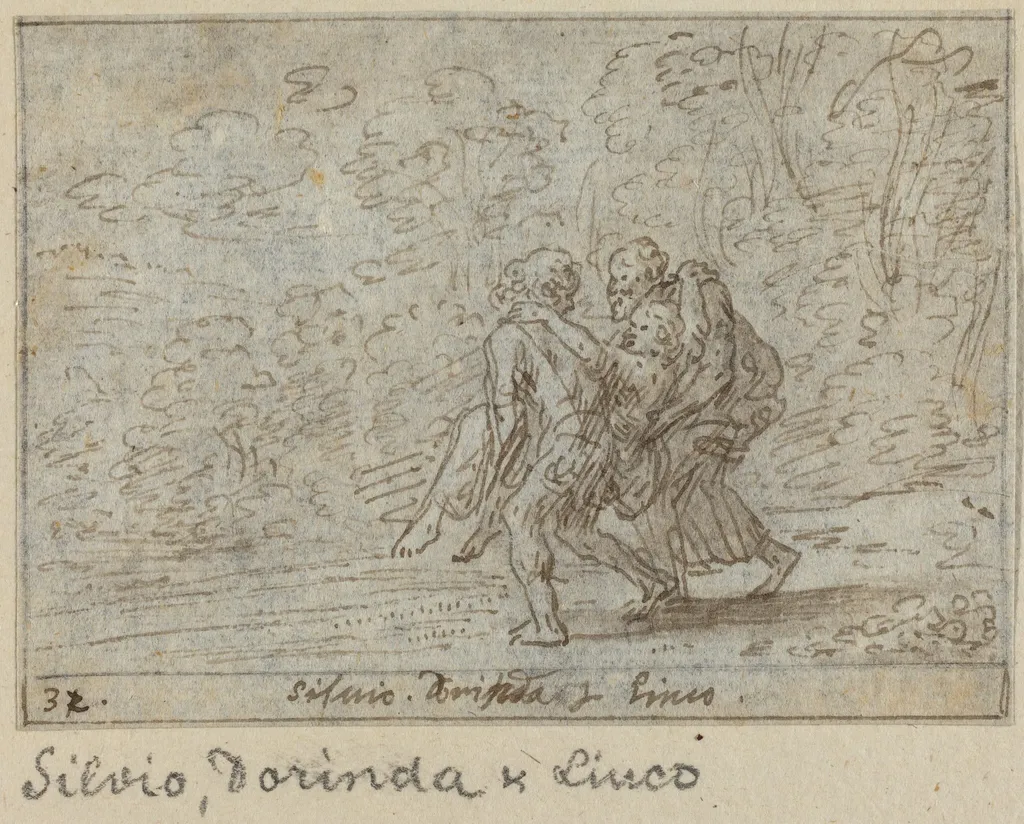 Silvio, Dorinda and Linco, by Johann Wilhelm Baur, ink, 1640