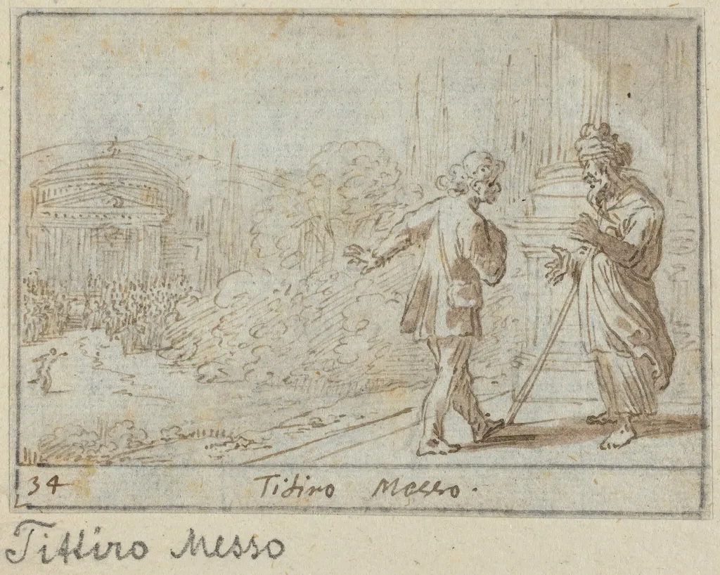 Titiro and Messo, by Johann Wilhelm Baur, ink, 1640