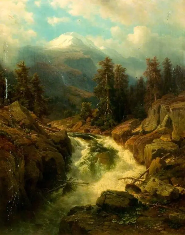A Mountain Torrent, by Johann Wilhelm Lindlar