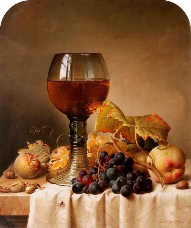 Still Life: Fruit and a Goblet, by Johann Wilhelm Preyer, oil, 1854
