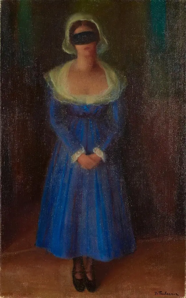 Portrait Ilona mit Maske, by Johann Wilhelm von Tscharner
