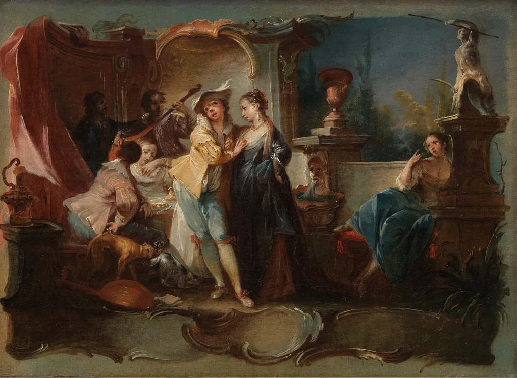 The Prodigal Son Living with Harlots, by Johann Wolfgang Baumgartner, oil, 1724
