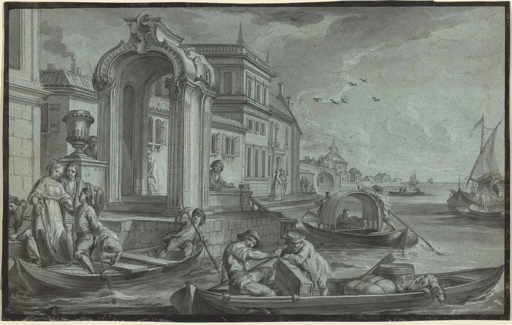 Venetian Fantasy with an Ornamental Arch, by Johann Wolfgang Baumgartner, graphite, 1754