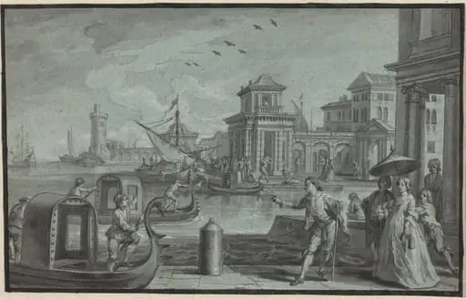 Venetian Fantasy with the Dogana, by Johann Wolfgang Baumgartner