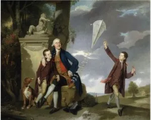 Portrait of George Fitzgerald with his Sons George and Charles, by Johann Zoffany, oil, 1764