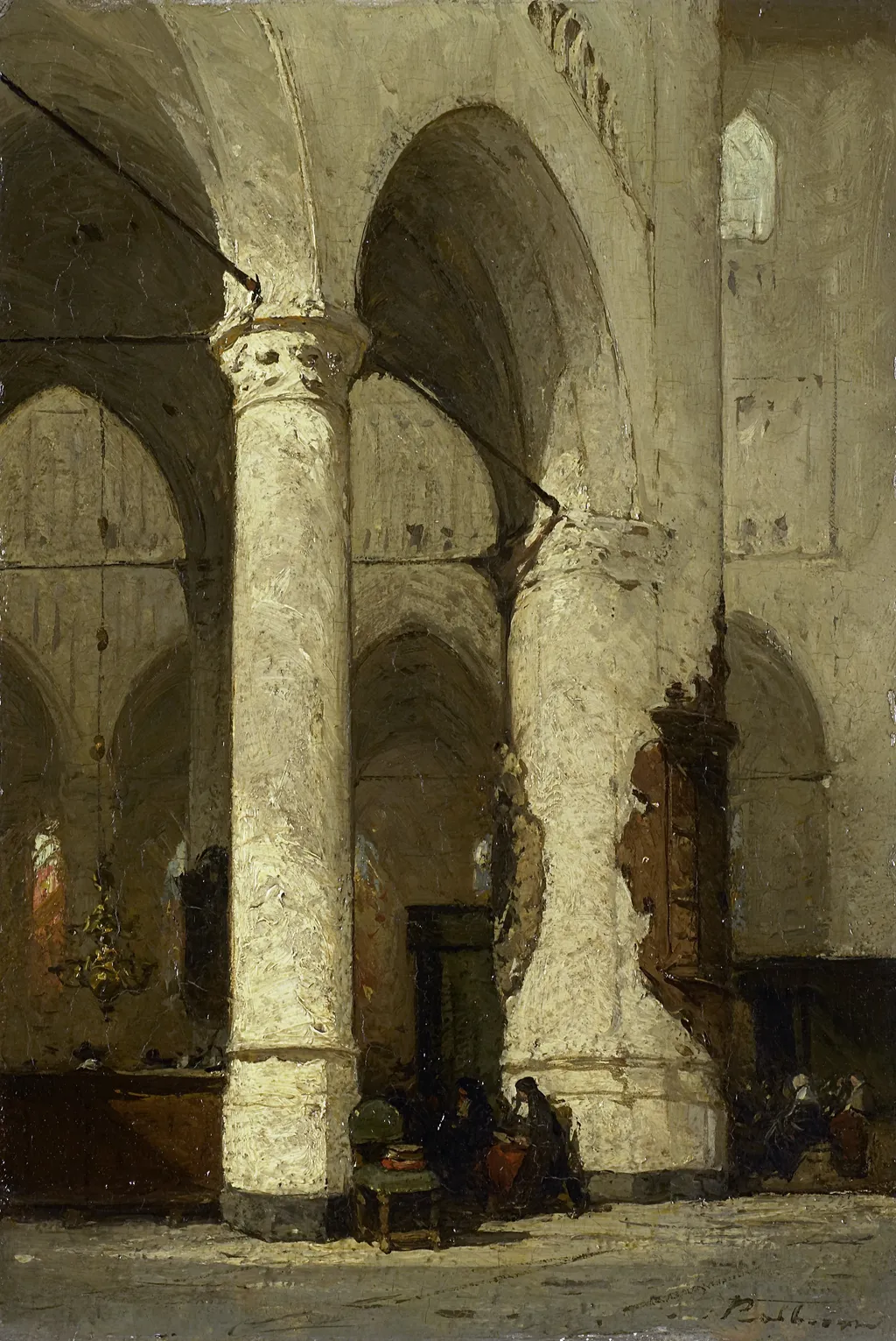 Interior of the 'Hooglandse' Church, Leiden, by Johannes Bosboom, oil, 1850
