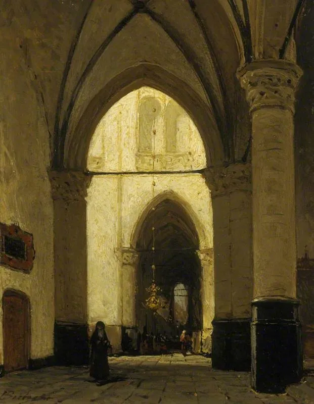 The Interior of Alkmaar Church, by Johannes Bosboom, oil, 1863