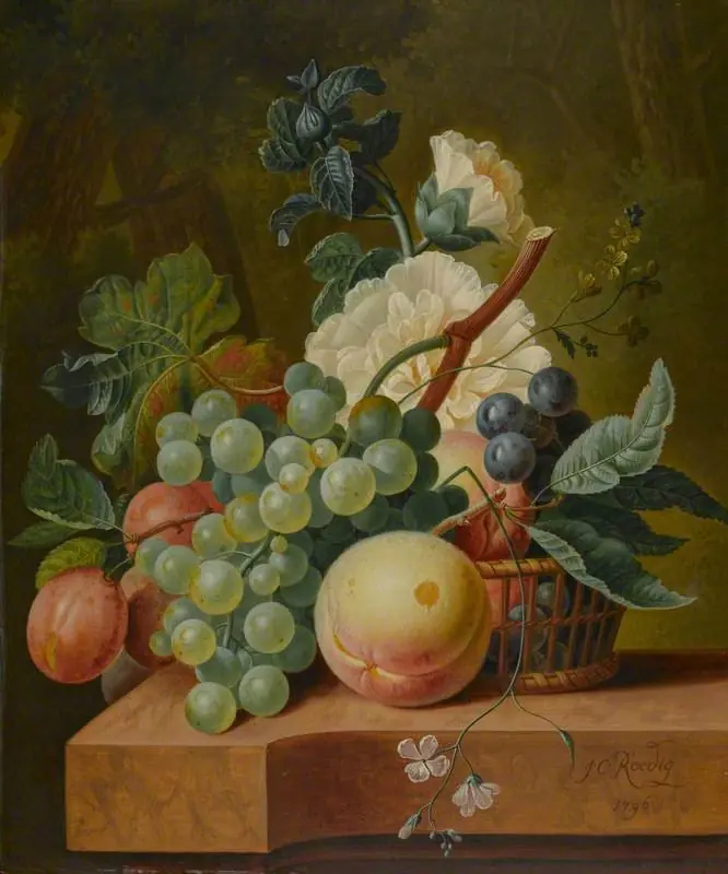 Still life with fruit and flowers, by Johannes Christianus Roedig