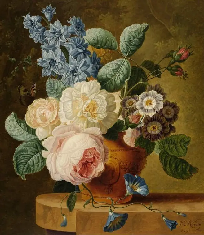 Vase of flowers, by Johannes Christianus Roedig