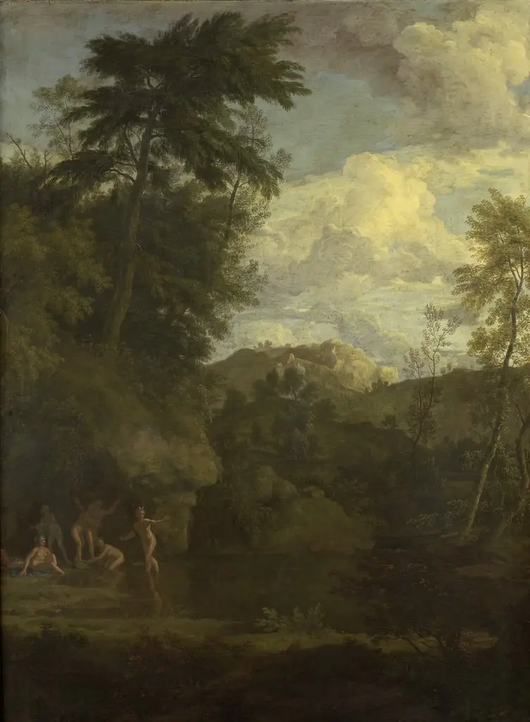 Arcadian landscape with bathing Diana, by Johannes Glauber