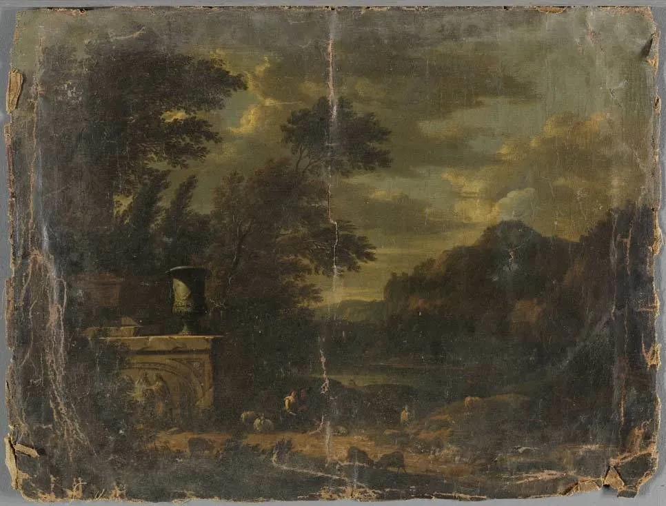 Italian ideal landscape, by Johannes Glauber, unspecified, 1694