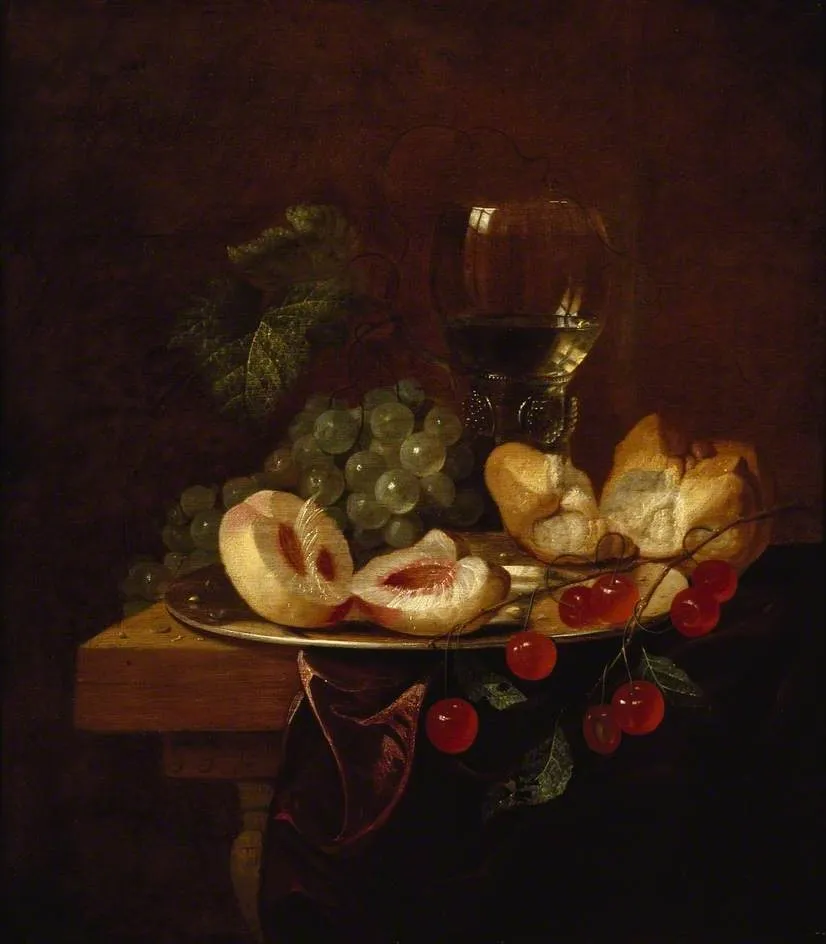 Still Life with Fruit, by Johannes Hannot, oil, 1669