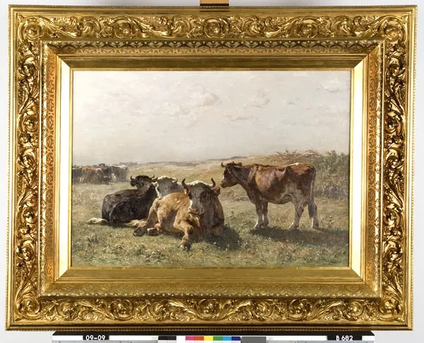 Early Morning: Cows in a Field, by Johannes Hubertus Leonardus de Haas, oil, 1889