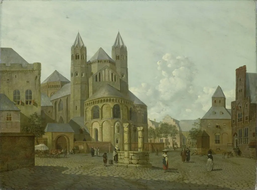 Imaginary Cityscape with Romanesque Church, by Johannes Huibert Prins