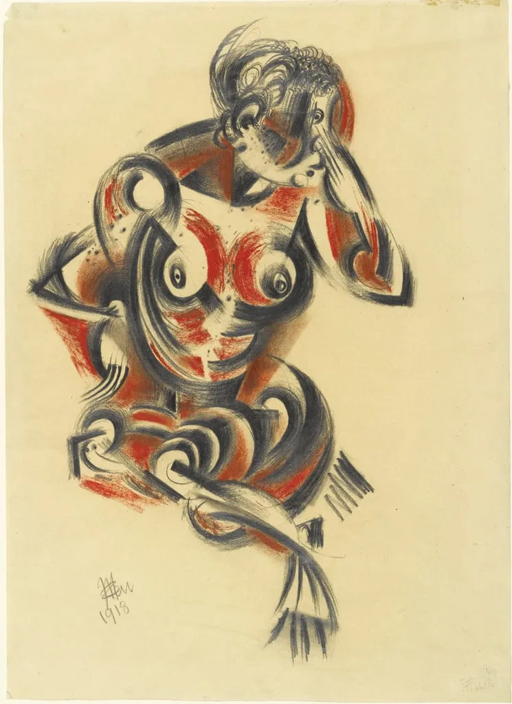 Untitled, by Johannes Itten, charcoal, 1918