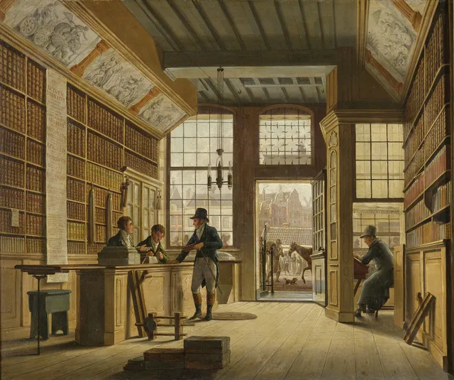 The Shop of the Bookdealer Pieter Meijer Warnars on the Vijgendam in Amsterdam