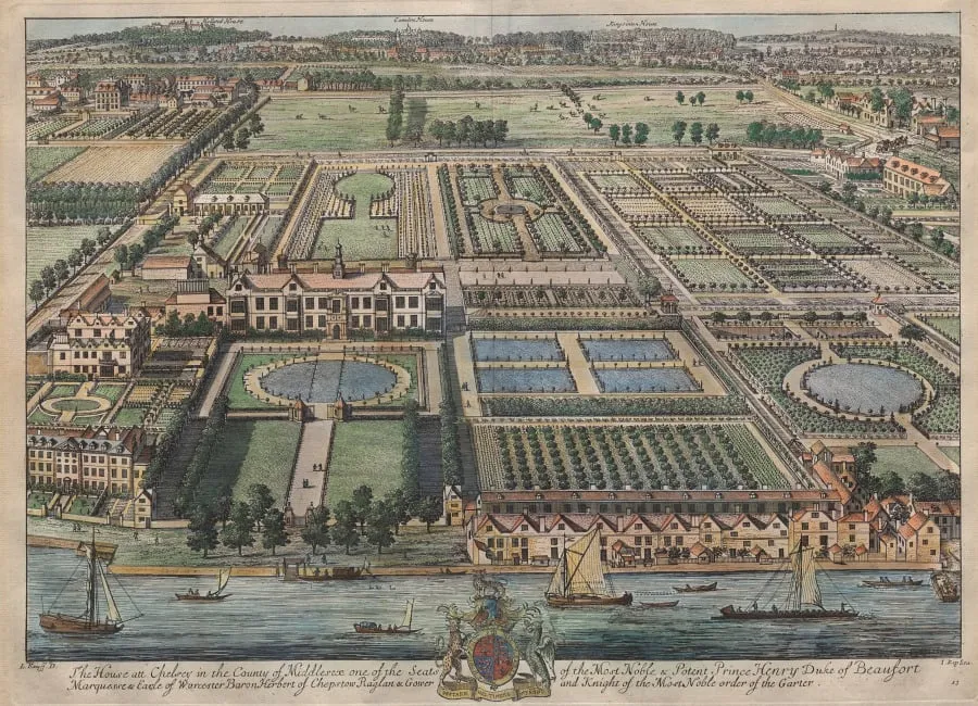 Beaufort House, Chelsea, by Johannes Kip, 1708