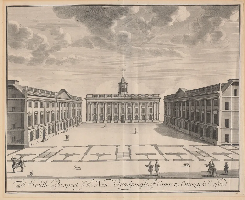 The South Prospect of the New Quadrangle of Christ Church in Oxford, by Johannes Kip, ink, 1707