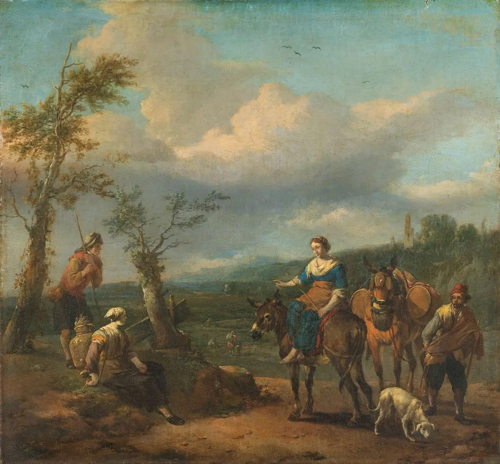 Italian landscape with figures, by Johannes Lingelbach
