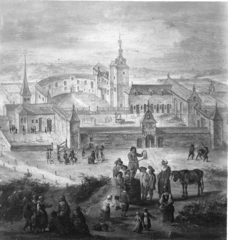 Marktschreier vor einer Kirche, by Johannes Lingelbach, unspecified, 1648